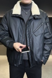羊羔毛毛领可脱卸多口袋机车短款超酷夹克羽绒服QT6016-9151P525，男装夹克，电商D203(原钱塘6011)