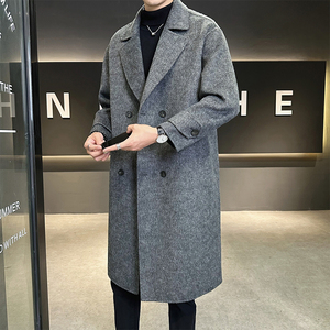 店主风毛呢大衣英伦风衣 西服领过膝加厚羊毛外套8137P485控788图片