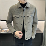 刺绣休闲双面呢翻领外套条纹夹克男装电商D203-1968-P290，男装夹克，电商D203(原钱塘6011)