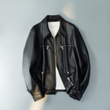 秋季新款男士短款皮衣外套时尚百搭休闲机车服d203-9182-p325，男装皮衣，电商D203(原钱塘6011)