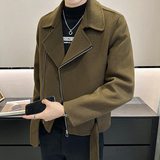 机车短款双面呢夹克斜拉链毛呢大衣外套D203-2030P395价688，男装夹克，电商D203(原钱塘6011)