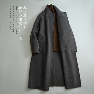 澳洲羊毛简欧阔版大翻领格雷系风衣毛呢双面呢大衣W058P525控729图片