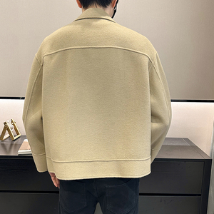 青年韩版休闲夹克双面呢短款西装领大口袋外套 203-2031P460控759图片