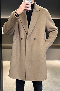 店主风青年毛呢大衣韩版风衣 双面呢西服外套 Y680P335控569图片