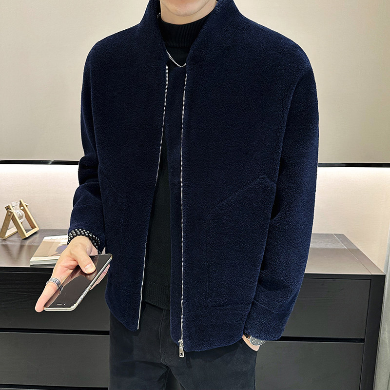 2025冬皮毛一体立领休闲外套棉服羊毛呢羊剪绒2051-P420699,男装棉衣,电商D203(原钱塘6011)