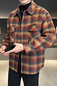 店主风毛呢夹克英伦外套双面呢衬衫格子大衣D203-68243P335控599图片