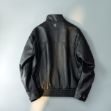 黑色新款男翻领可立领拉链皮夹克夹棉外套D203-731P325控399，男装皮衣，电商D203(原钱塘6011)