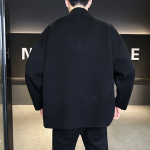 V领和尚服道服毛呢盘扣风中式呢子短款夹克茶褐6016-8506P325图片