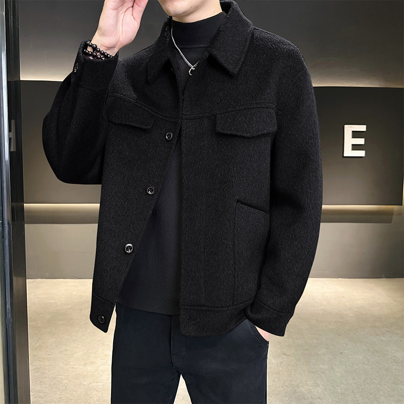 店主风长毛混色双面呢男士夹克青年毛呢大衣D203-68057P335控599,男装夹克,电商D203(原钱塘6011)