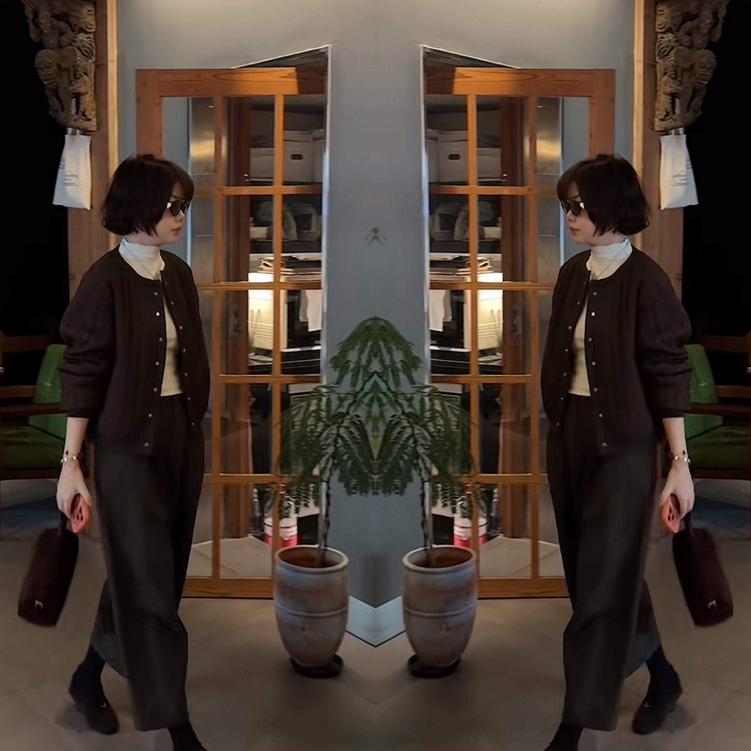 圆领韩版欧货棉服外套搭配休闲裤