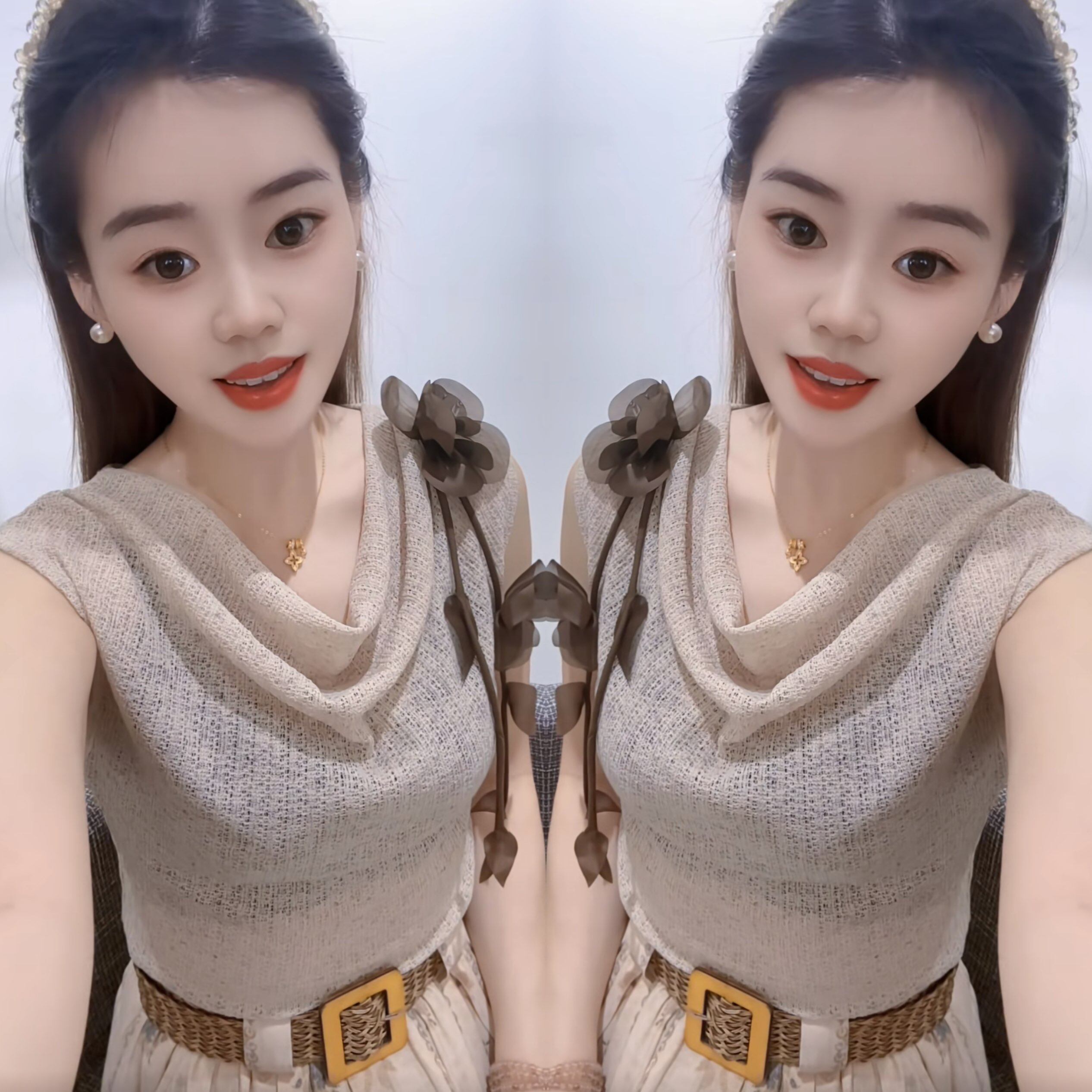 轻熟风显瘦上衣搭配高腰半身裙