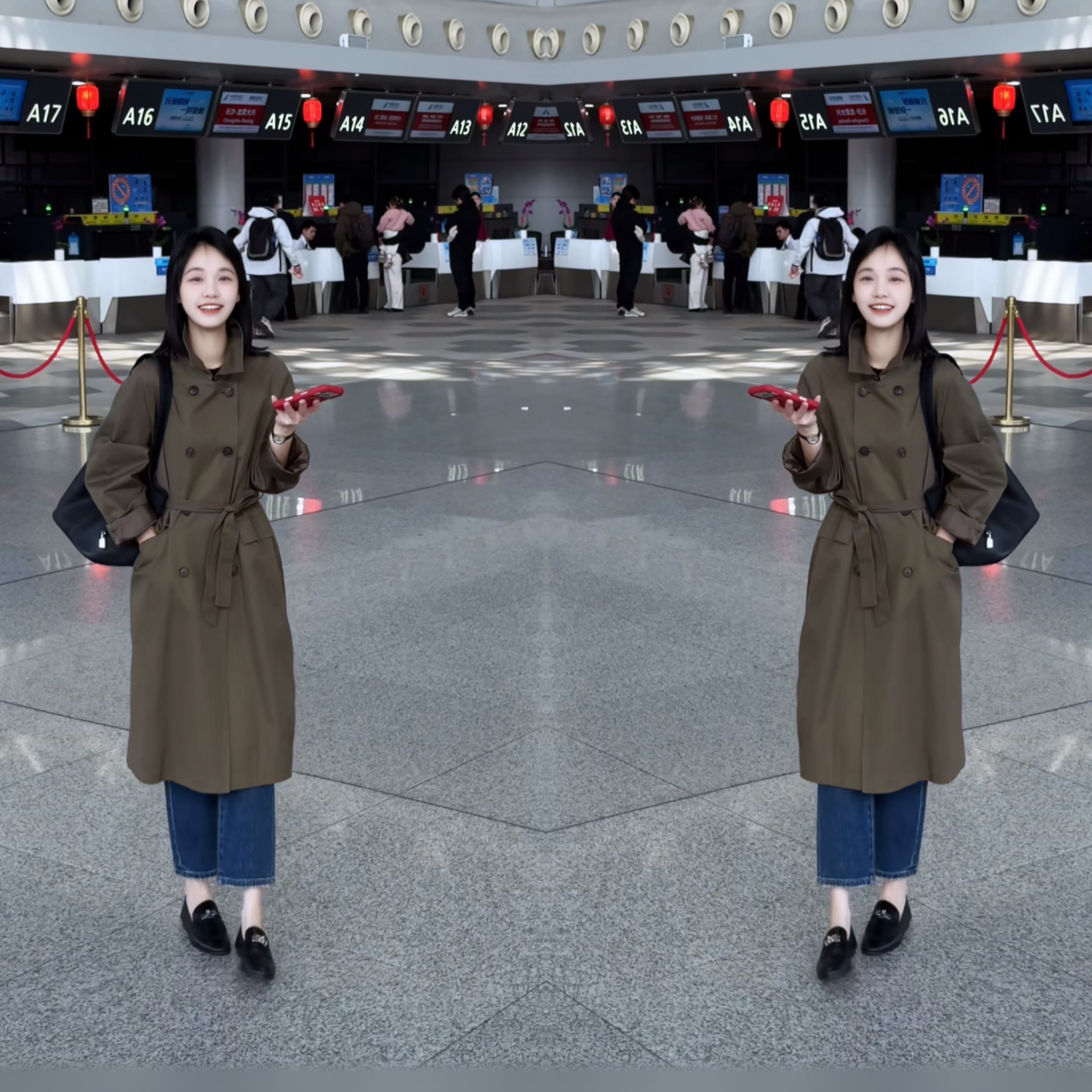 减龄双排扣百搭气质女士风衣外套
