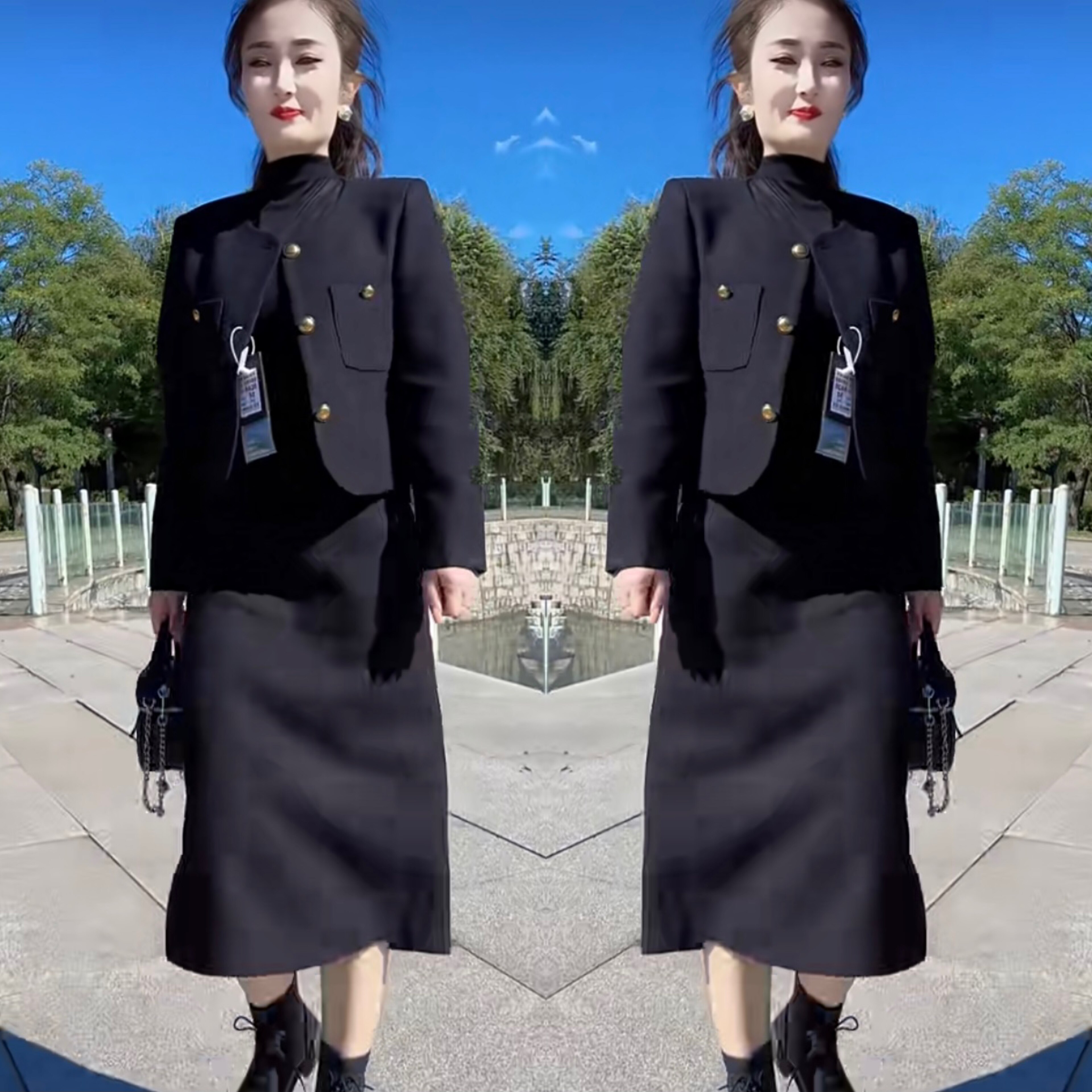 短款韩系女主外套半身裙