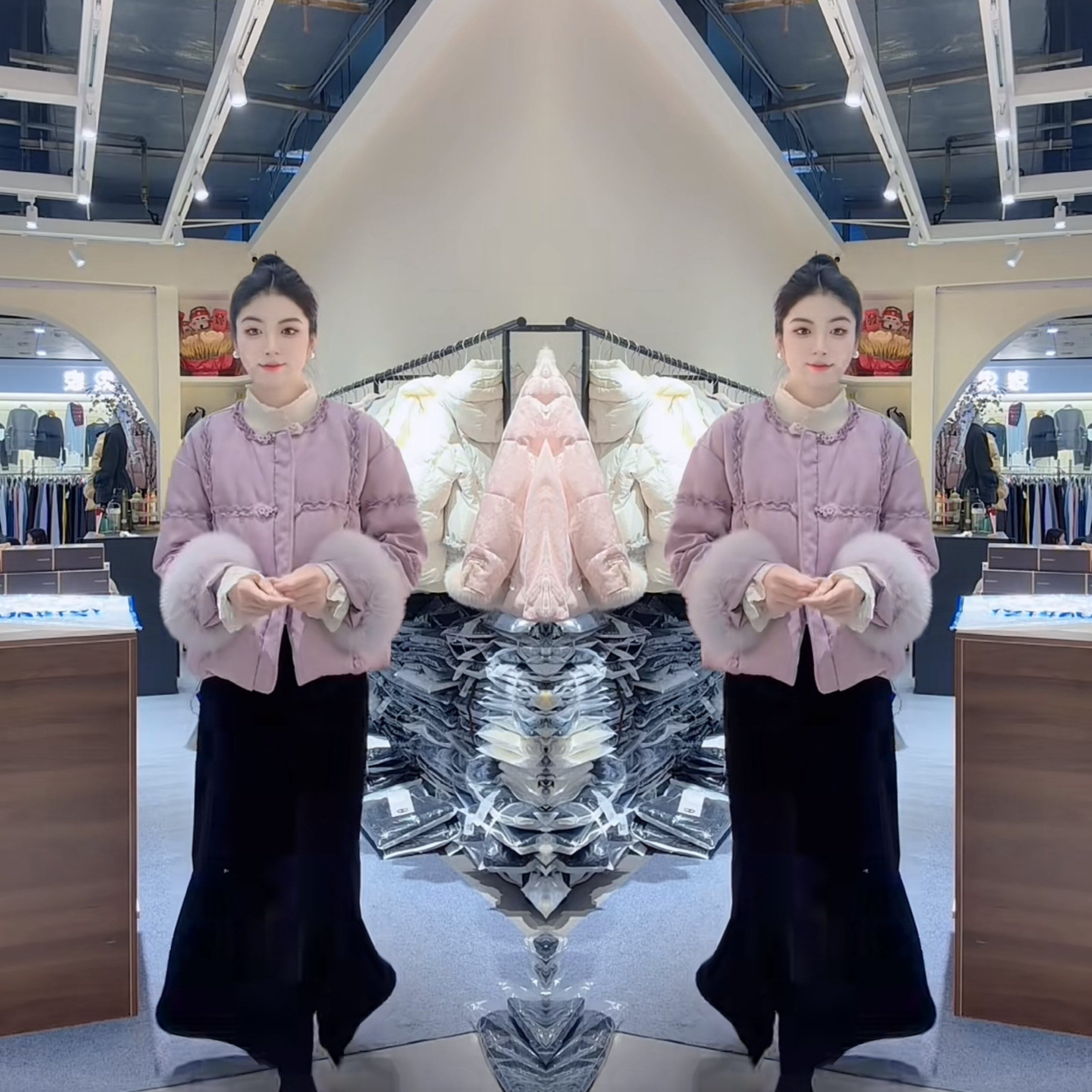 复古韵味毛毛袖秋冬新款棉服外套