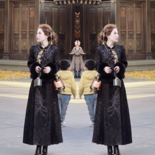 新中式文艺复古知性黑色正肩知性韵味上衣搭配半身裙网红爆款穿搭