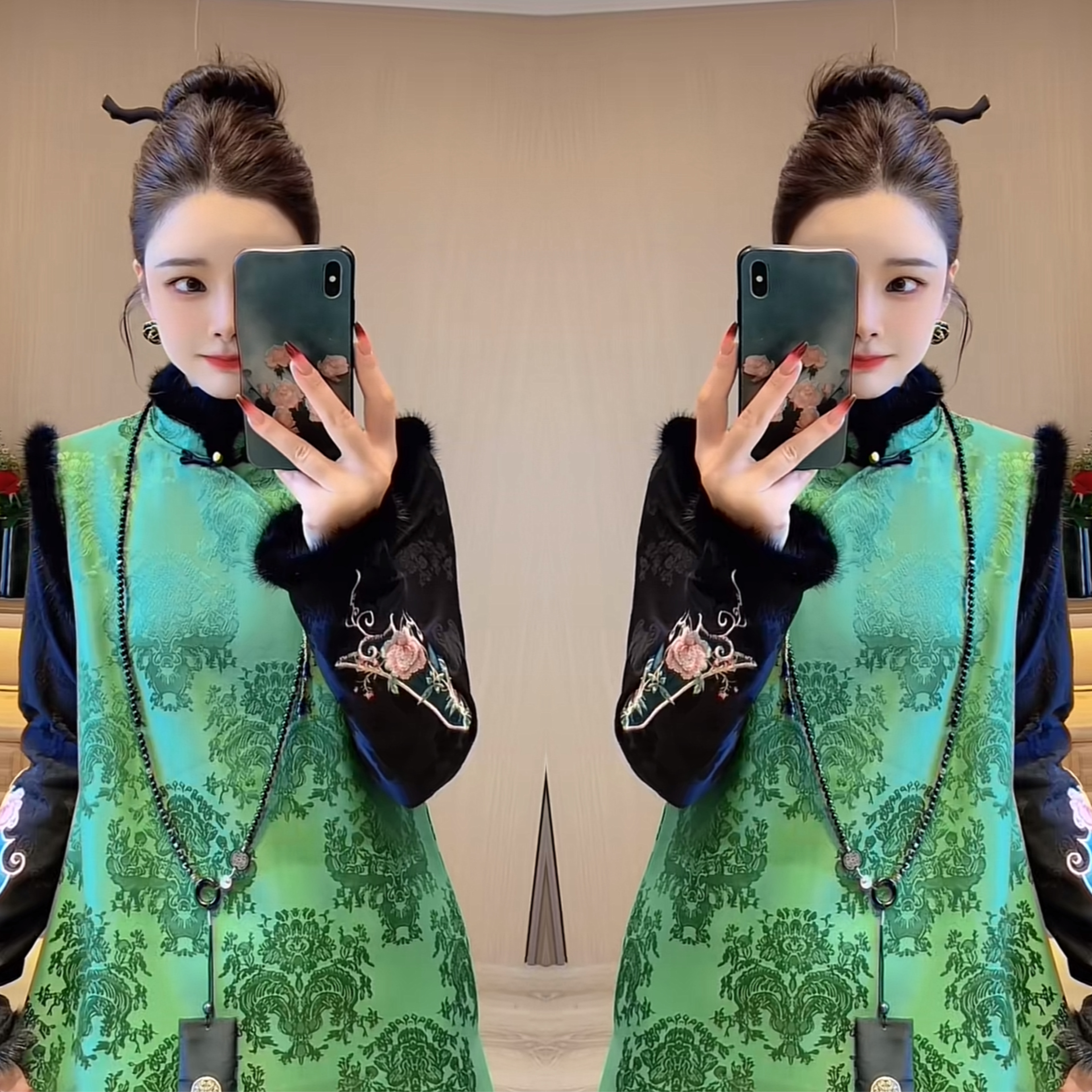 盘扣文艺复古马甲连衣裙网红潮