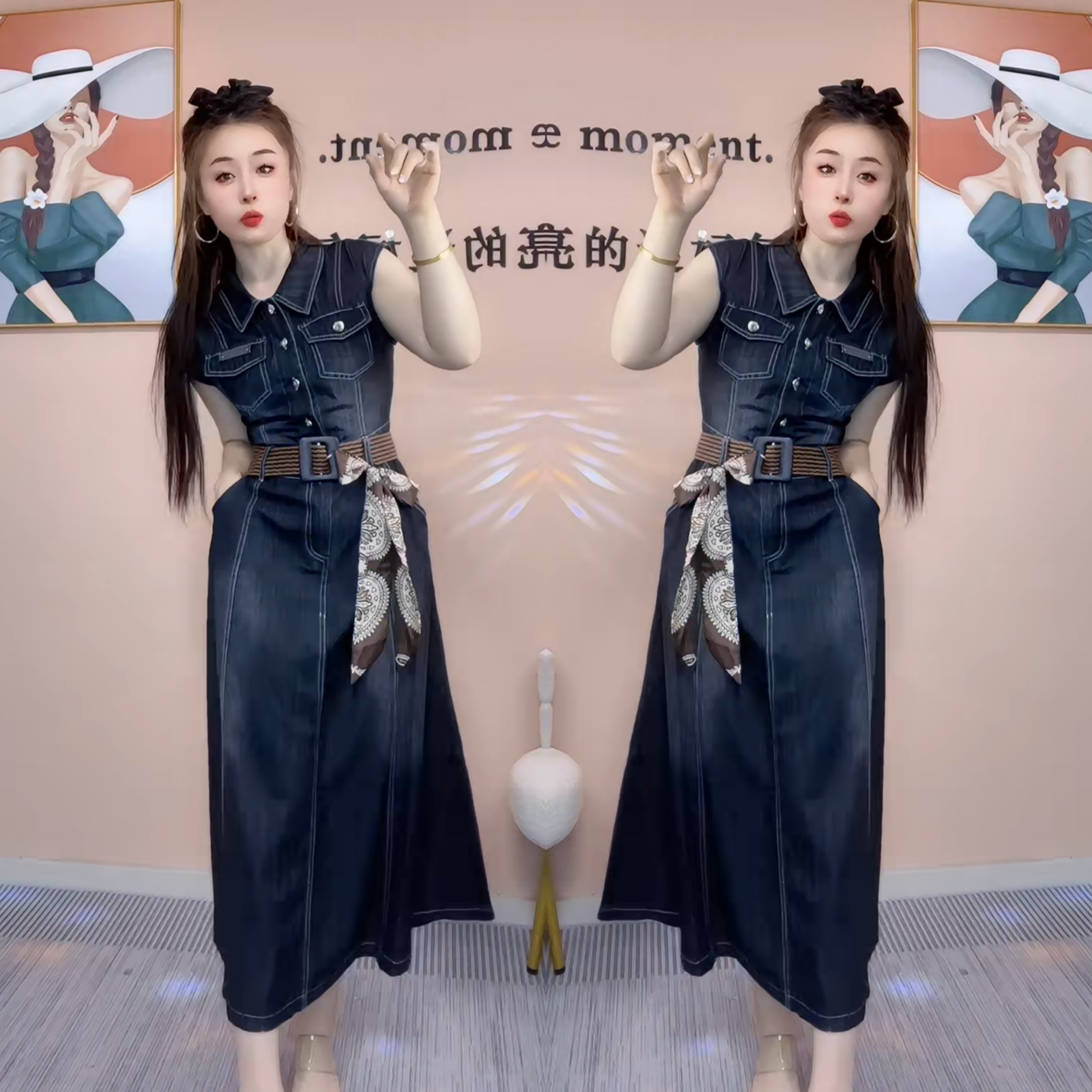 长款修身遮肉女神范爆款连衣裙潮