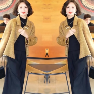 韩版气质潮流2024冬季网红同款黄色清新高贵短款外套轻奢名媛穿搭