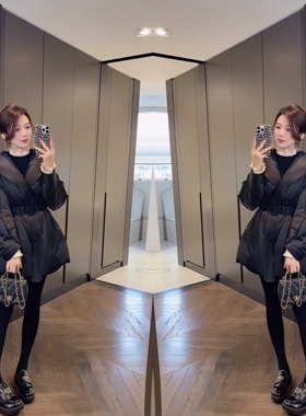 经典韵味大气淑女气质黑色保暖长袖简约慵懒松弛感小众棉服外套潮