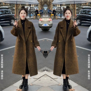复古风2023年冬季新款气质女神范西装领毛呢高级感宽松显瘦大衣女
