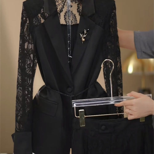 干练职业西服蕾丝透气高级直筒裤