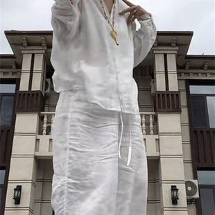 新款 美式 2025夏季 简约松弛感气质休闲时髦上衣搭配净版 宽松阔腿裤