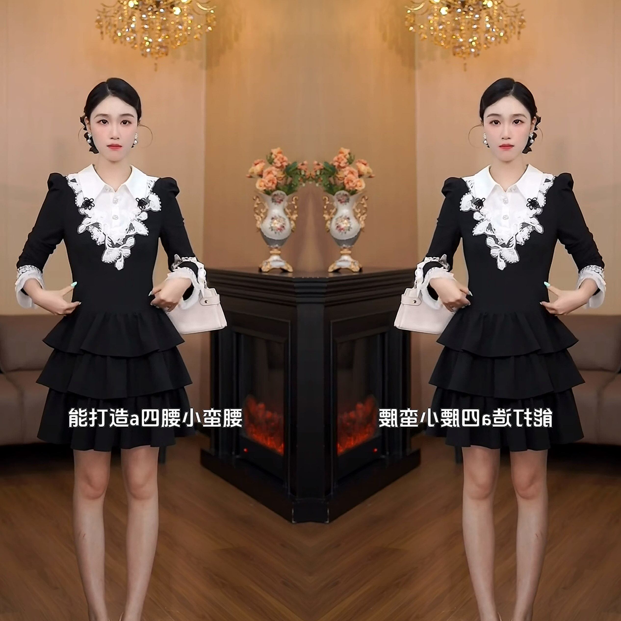洋气蕾丝拼接设计感女士蛋糕裙