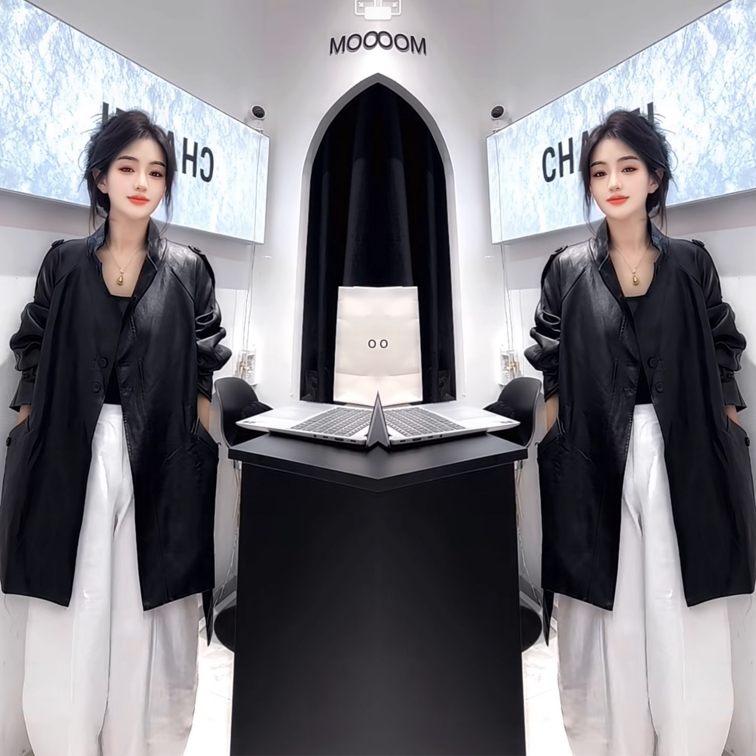 轻奢中长款显瘦女士皮风衣外套