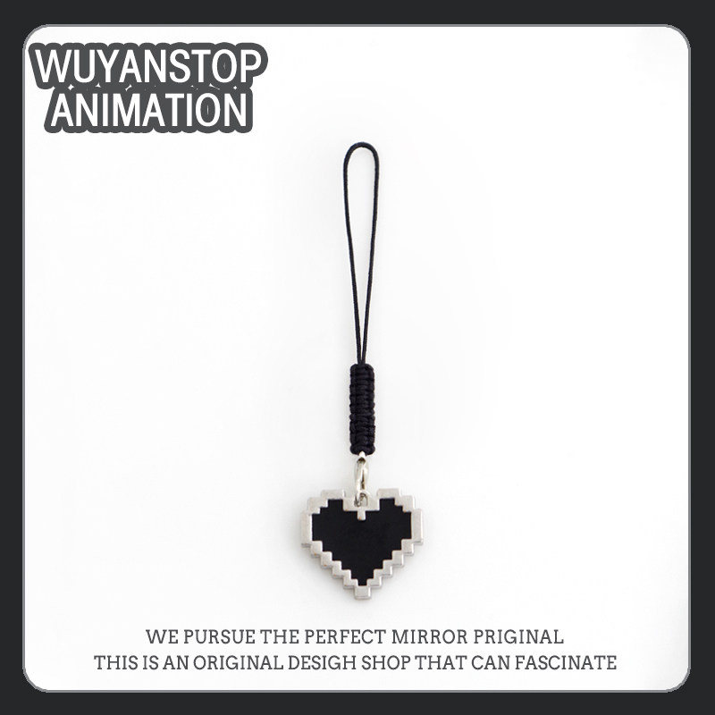 黑色爱心手机挂件像素桃心包包U盘Airpods耳机保护套挂饰绳钥匙扣,3C数码配件,手机挂件/手机链,淘宝优惠券,粉丝福利购,淘宝优惠卷