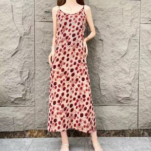 【琥珀云烟】夏季碎花吊带裙女时尚宽松气质夏季法式印花连衣裙女