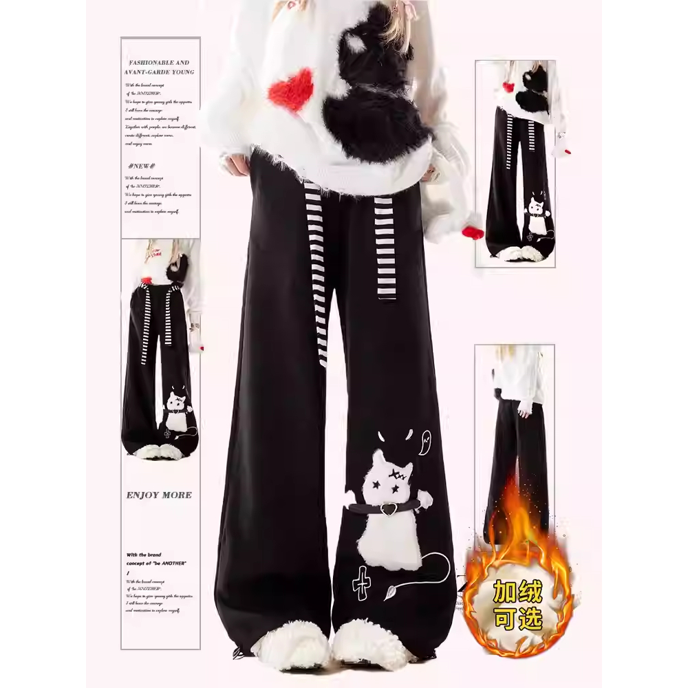 黑色休闲甜酷风卫裤女秋冬季加绒