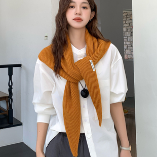 披肩女款外搭2025新款冬叉针织三角巾韩版高级感百搭护颈围巾斗篷