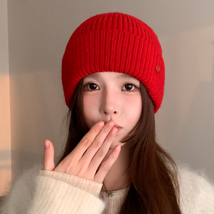 新年红色帽子围巾手套三件套女款冬季韩系氛围感加厚保暖防寒围脖