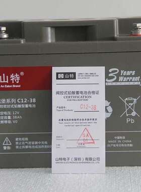 SANTAK山特C12-38AH 12V38AH UPS不间断电源专用阀控式铅酸蓄电池