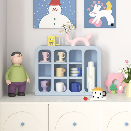 living plus多巴胺杯架桌面收纳架墙上置物架客厅壁柜吊柜格子架