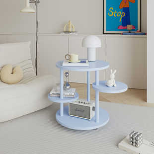 livingplus简易茶几床头小桌子客厅沙发边几带轮可移动角几置物架