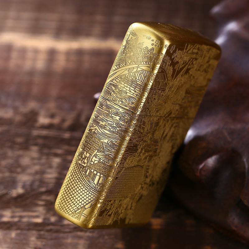 原裝打火機zippo正版純銅清明上河圖限量版專柜zppo正品男士禮品