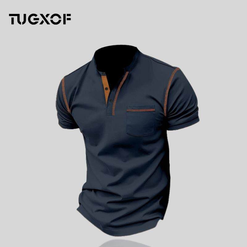 TUGXOF男装夏季短袖翻领POLO衫撞色拼接休闲时尚舒适男士上衣潮流