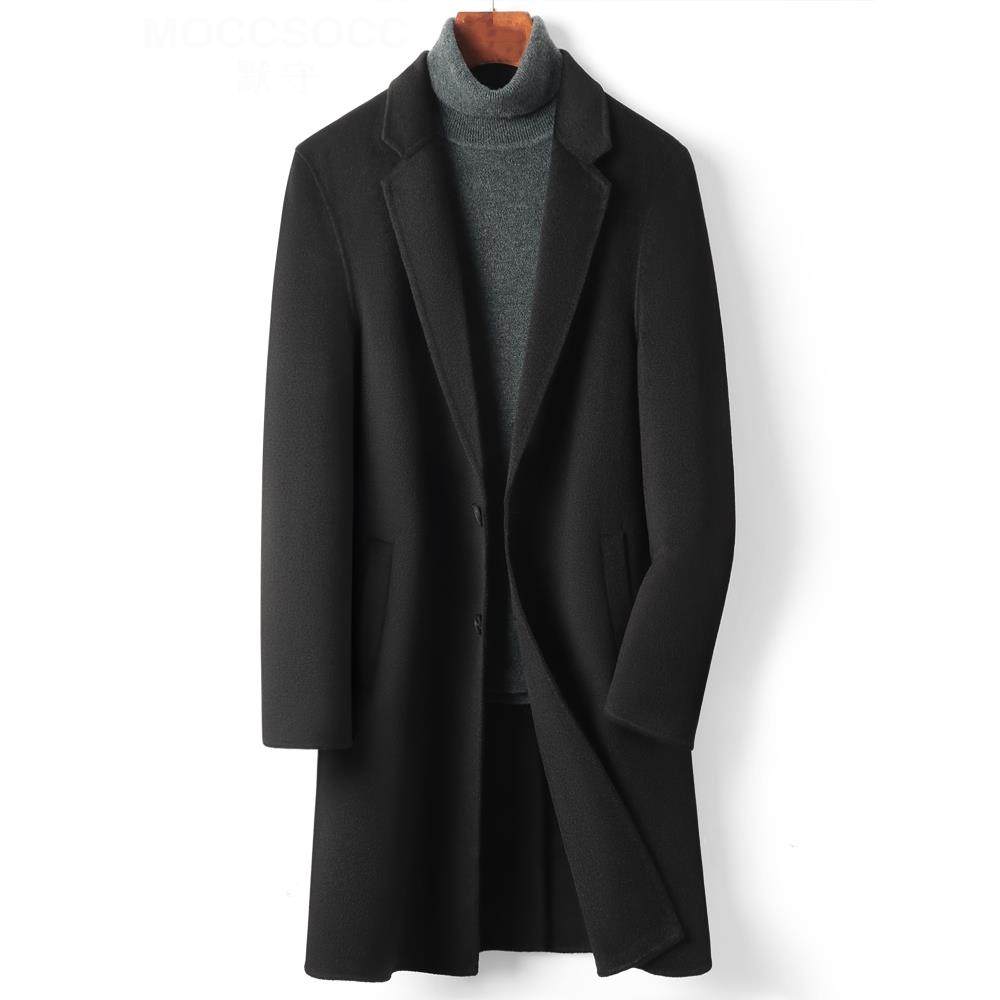 默守全山羊绒双面大衣男士中长款冬季加厚青中年商务高端风衣外套