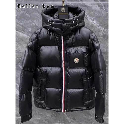 BellerLee 高端休闲连帽羽绒服2024秋冬季百搭亮面白鸭绒加厚外套