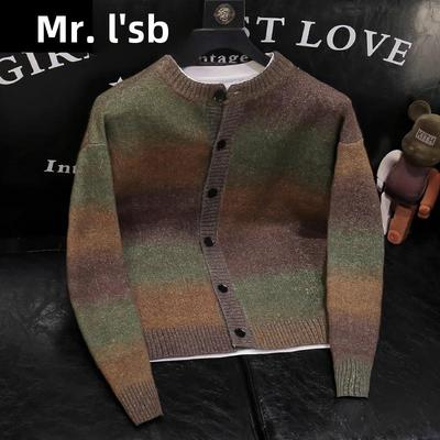 毛衣男款2025新款冬季轻奢休闲绅士针织衫韩版时尚渐变开衫外套男