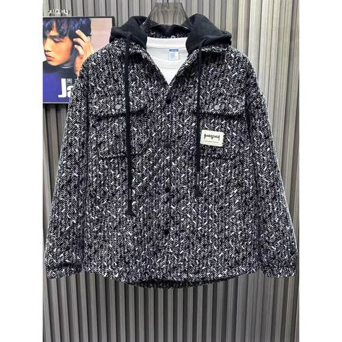 BellerLee 新款秋冬连帽工装破碎感小香风外套宽松撞色设计感潮流