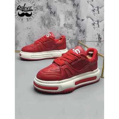 ROLENZ轻奢品牌小白鞋男增高厚底老爹鞋冬季新款休闲百搭面包板鞋