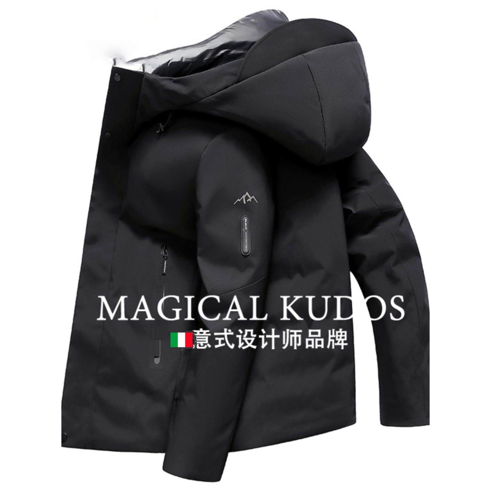 MAGICAL KUDOS加厚羽绒服男短款2024冬季新款户外保暖白鸭绒外套
