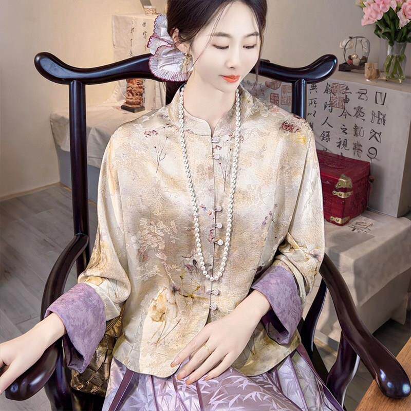 【双面穿】新中式国风外套女装2025秋季新款气质重磅提花炒色上衣