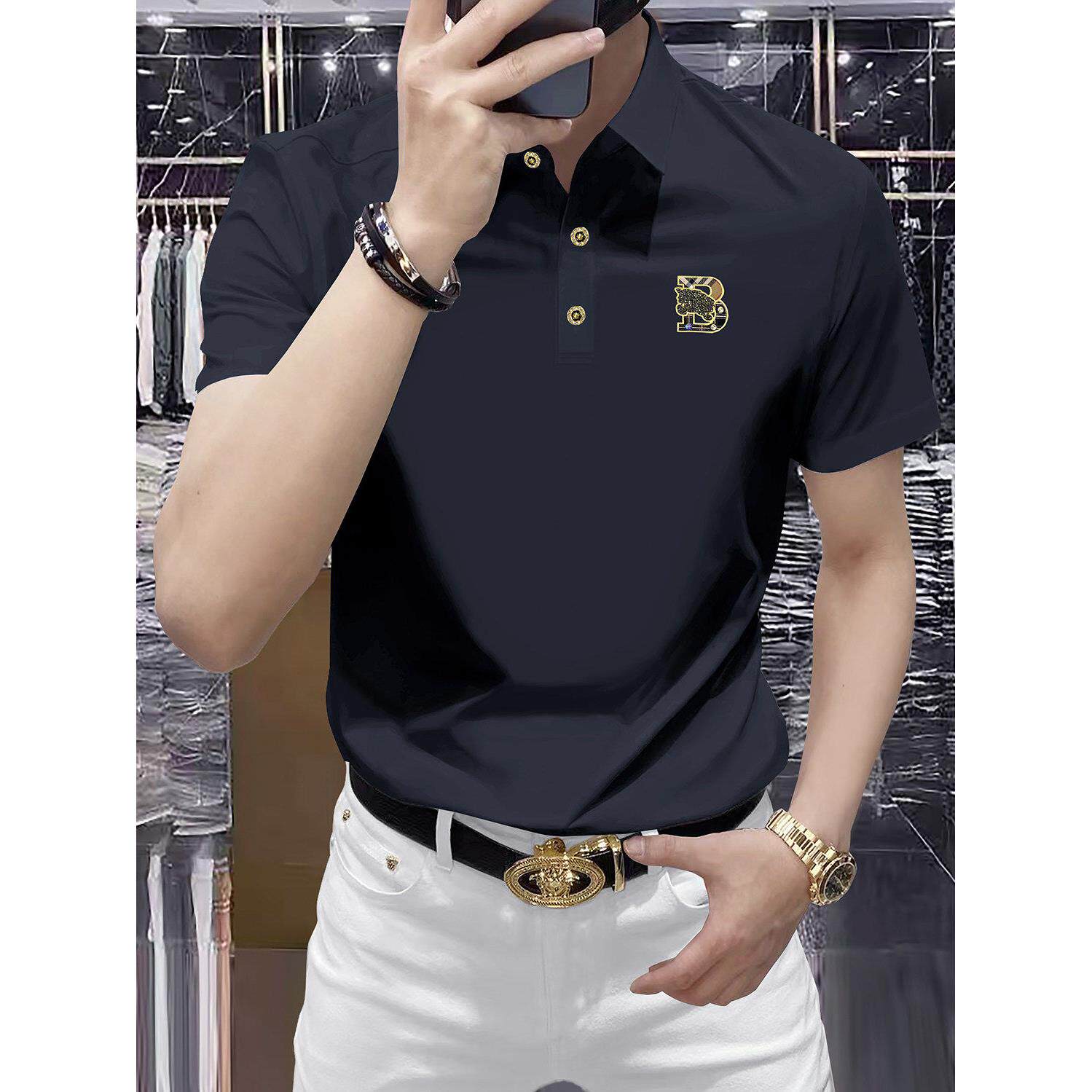 BellerLee 翻领POLO衫男夏季薄款修身短袖休闲潮流T恤