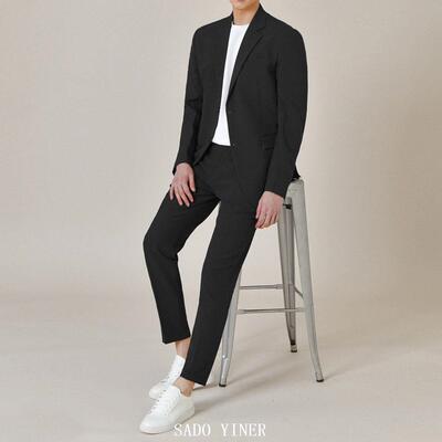 SADO YINER春男士西服套装休闲单西上班纯色时尚简约显瘦抗皱修身