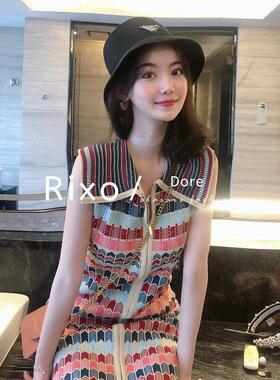 Rixo Dore法式高级感小众条纹翻领连衣裙小个子海边度假沙滩裙女