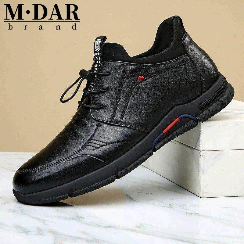 皮鞋男秋冬季2025年新款内增高男士休闲鞋子加绒保暖商务真皮男鞋