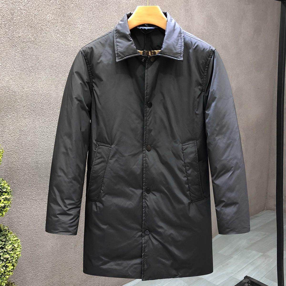 男装羽绒服高端品牌正品休闲简约风衣中长款加厚保暖爸爸冬装外套